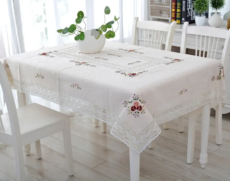 

vezon Sale Elegant Handmade Crochet Tablecloth Cover Ribbon Embroidery Crocheted Table Cloth Linen Overlay