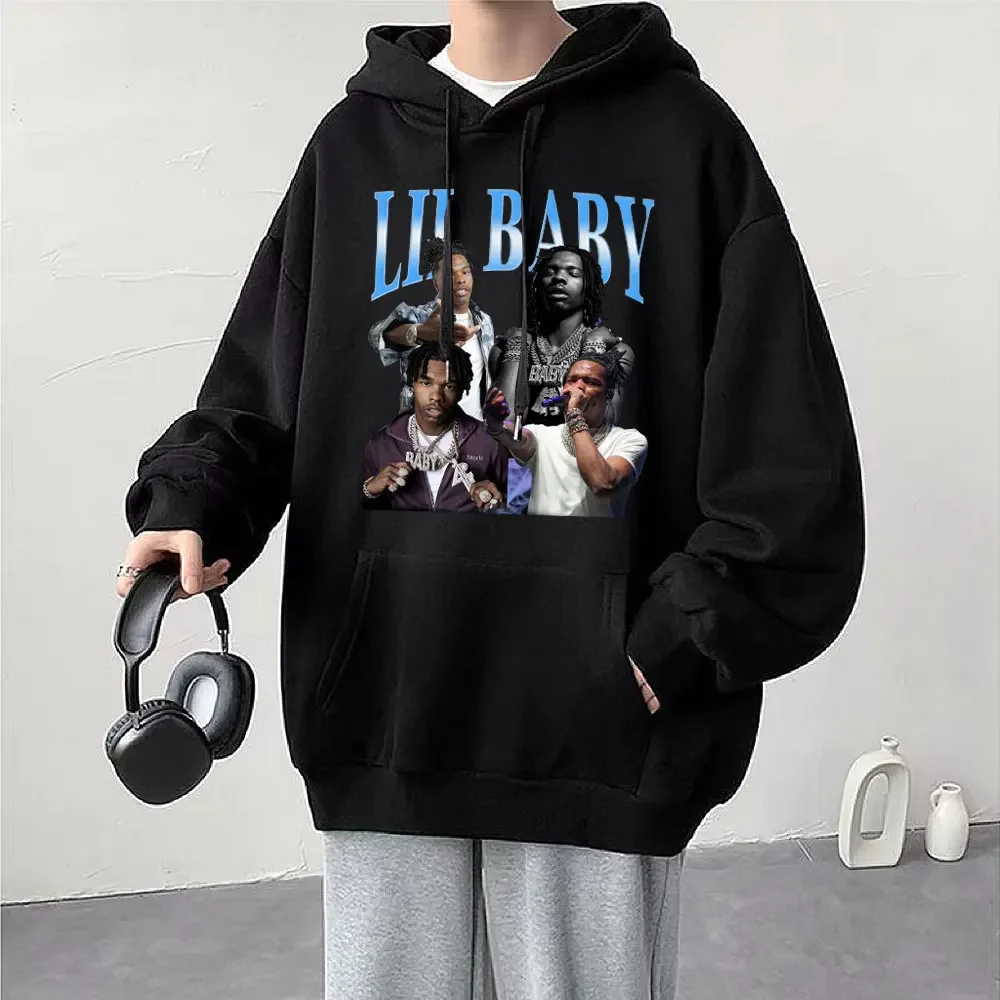 

Rapper Lil Baby Print Hoodie Men Women Retro Hip Hop Loose Popular Sweatshirt Fashion Casual High Quality Pullovers Streetwear