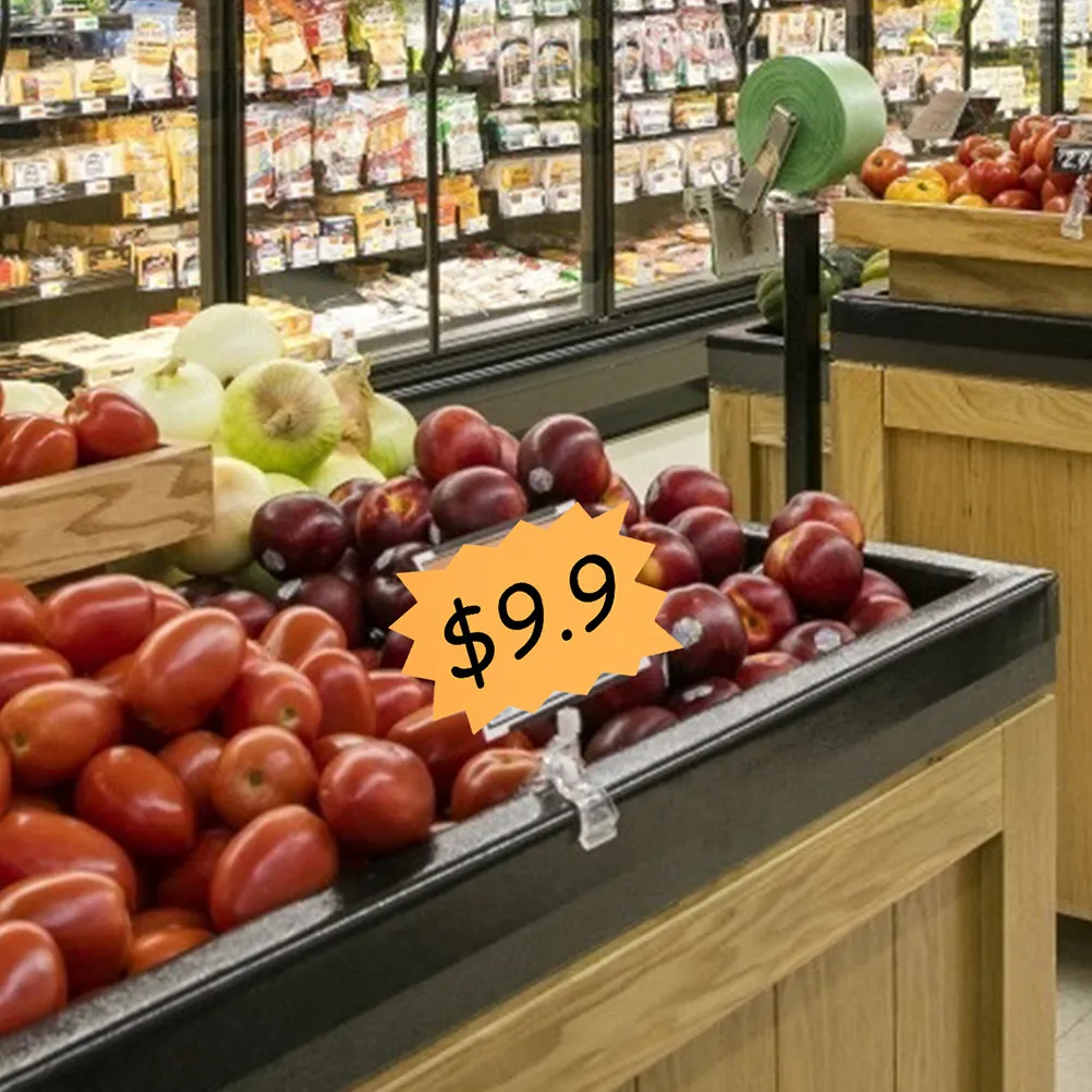 100개 형광색 빈 가격표 자체 접착식 소매 판매 스티커 스타 컷아웃 표지판 판매자용 가격표 라벨링 가격표