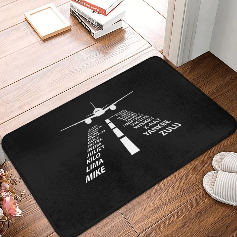 

Phonetic Alphabet Pilot Airplane Doormat Rug Carpet Mat Footpad Polyester Anti-slip Antiwear Entrance Kitchen Bedroom Balcony