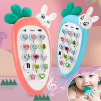 Creative Cartoon Rabbit Carrot Simulation Music Phone Toys Silicone Can Chew Mobile Phones Baby Education Learning Props Gifts 1