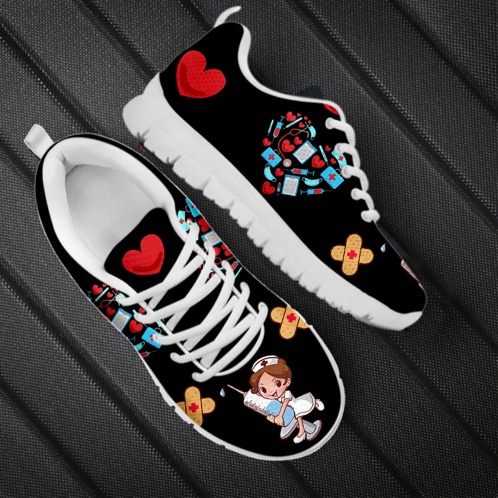 INSTANTARTS New Nursing Shoes Women's Sneakers Nurse Medical Assistance Print Outdoor Walking Shoes Plus Size enfermera Zapatos