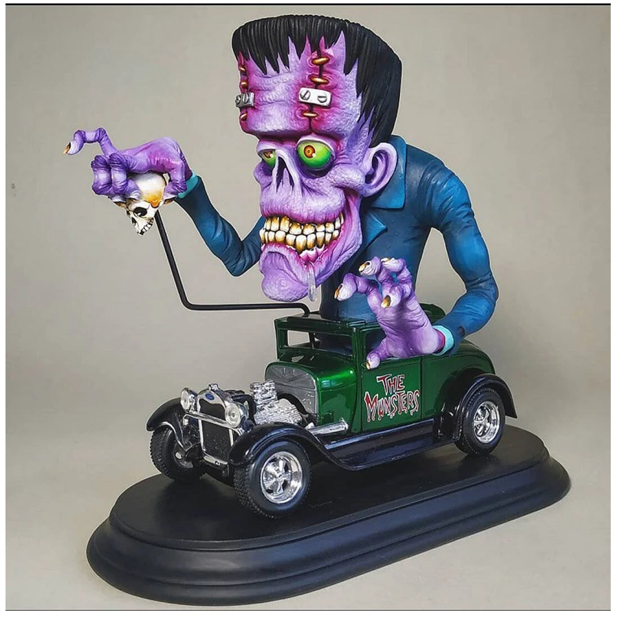 Halloween Figurines Angry Big Mouth Monster Driving Statue Ornament Rat Halloween Resin Crafts Gifts Sculpture for Home Decor 5