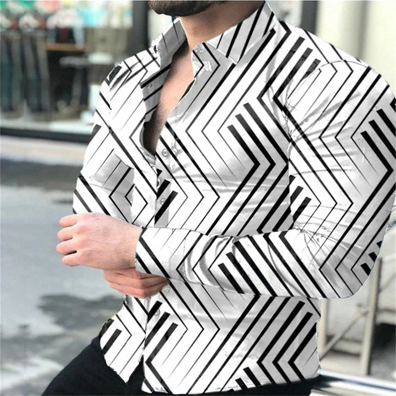 

Men's Long Sleeve Shirts Lapel Button Shirts Men's Casual Vintage Print New Fashion Men's Prom Cardigan