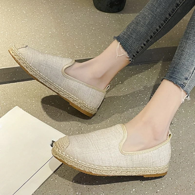 

Женские туфли на плоской подошве, парусиновые дышащие Туфли с круглым носком и закрытым носком, весна-осень 2023