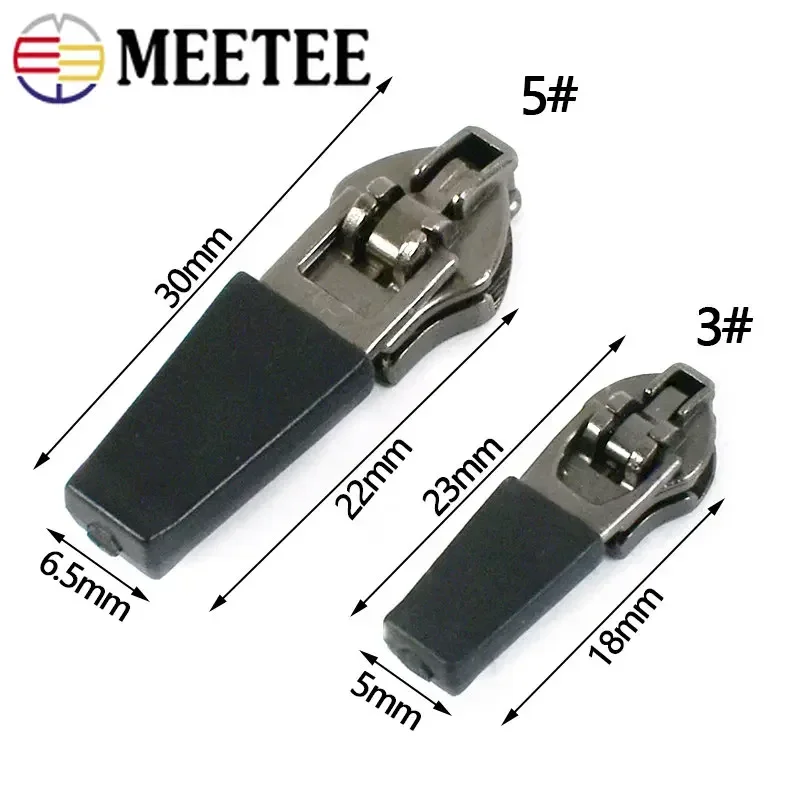 10Pcs Meetee 3# 5# Anti-loading Waterproof Zipper Slider Reverse Installation Invisible Nylon Zippers Bag Jacket Zip Head Puller