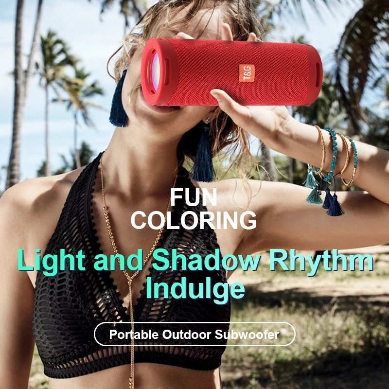 Alto-falante Portátil sem Fio Bluetooth Luz de Cor Coluna Estéreo Subwoofer Impermeável Suporte Usb tf fm Exterior Tg289 - Image 5