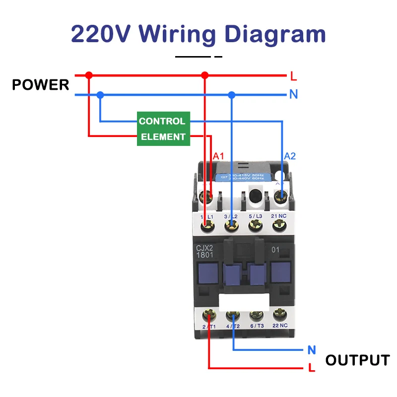 Description Picture 5 of itemCJX2-1201/1210 50/60HZ 12A AC contactor Din Rail Mounted 3P+1NO Normal Open Contactor 24V-380V