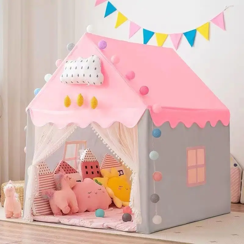 1.35 Meter Large Children Toy Tent  Wigwam Folding Kids Tents Tipi Baby Play House Girls Pink Princess Castle Child Room Decor 2
