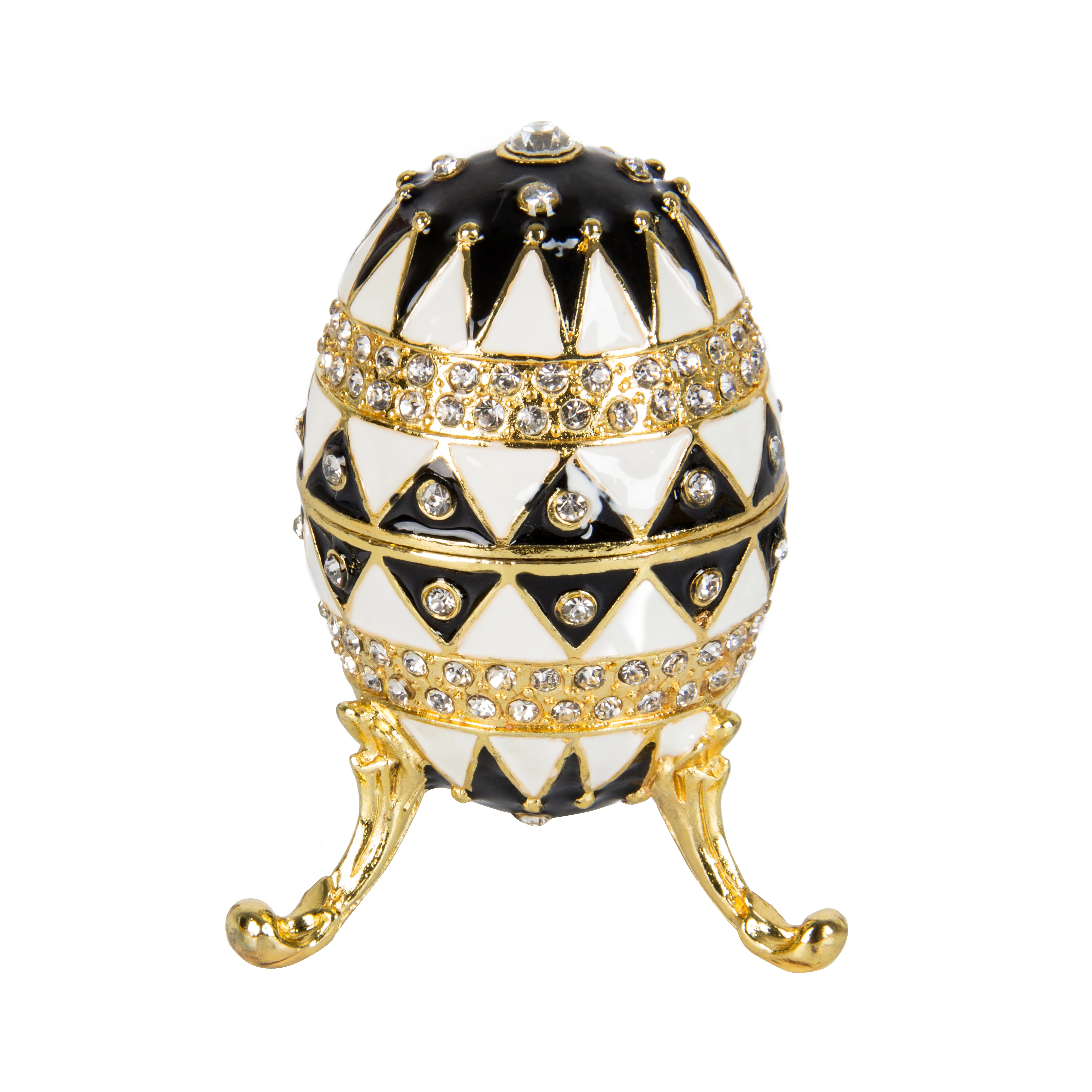Qifu Artigianato Bianco E Nero Faberge Egg Per Pasqua Decorazione Della Casa