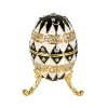 QIFU Crafts White and Black Faberge Egg for Easter Home Decoration 1