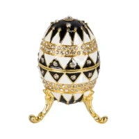 QIFU Crafts White and Black Faberge Egg for Easter Home Decoration 1
