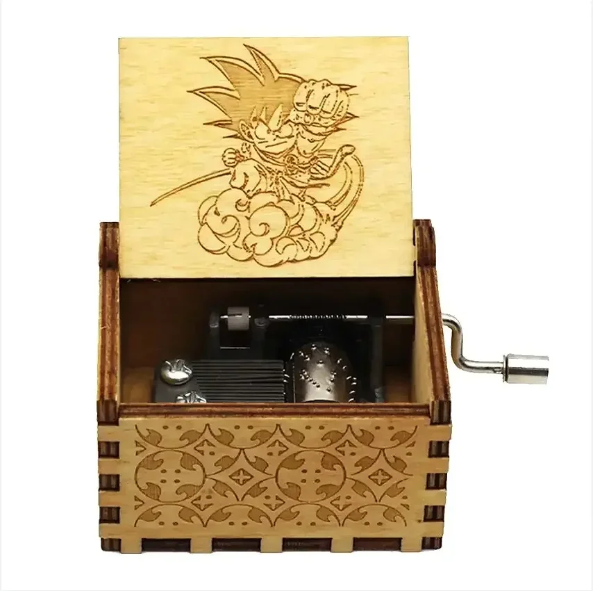AUF LAGER Hotsale!! Antik geschnitzte Handkurbel aus Holz, einteilige Spieluhr, Dragon Ball-Figur, Weihnachts- und Geburtstagsgeschenk – Detail 4