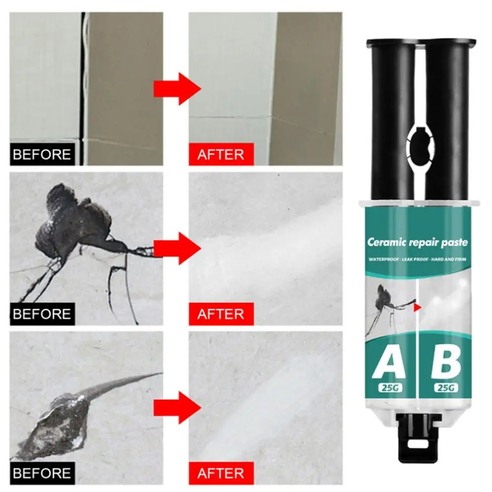 Description Picture 4 of itemTile Repair Paste Kit Magiic Acrylic Repair Glue Set For Repairing Cracks Dents Tile Repair Paste With Repair Tools For Holes