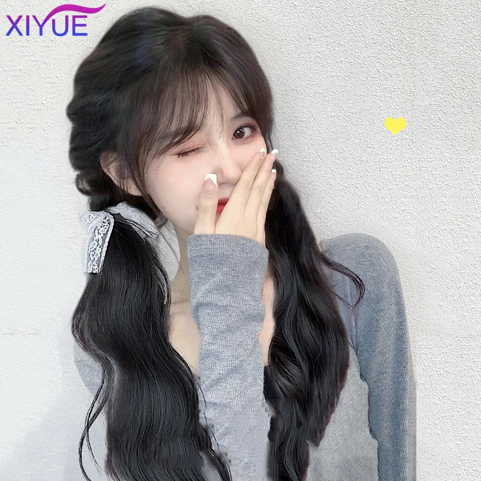 XIYUE Bowknot Bubble Horse Tail Clip In Ponytail Hair Extension Heat Resistant Synthetic Natural Double Horse Tail