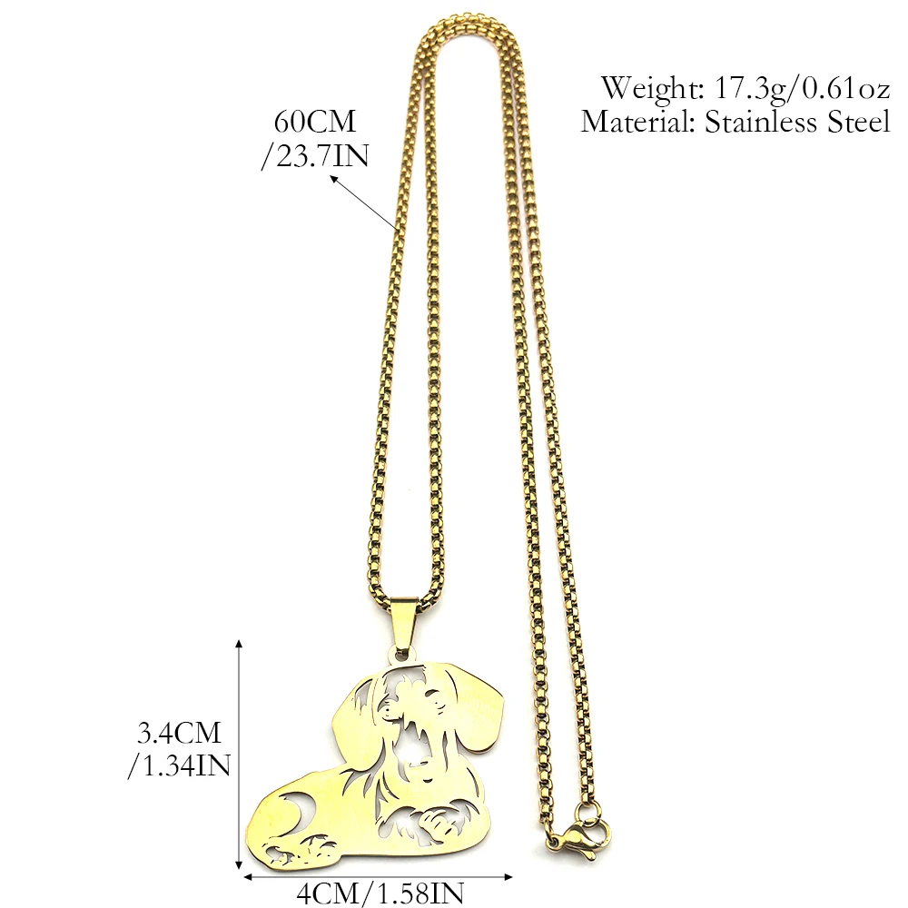 Silver Dachshund Dog Pendant Necklace - Stainless Steel Fashion Jewelry