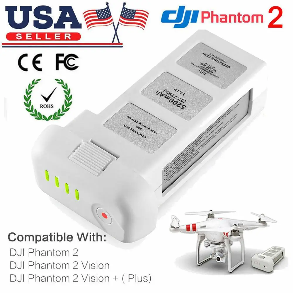 

5200mAh 11.1V Drone Battery Fit For DJI Phantom 2 Vision Intelligent Flight 3S Spare Battery Camera Drones Accessories Part New