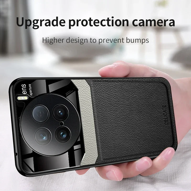 Luxurious Leather Phone Case with Camera Protection and Shockproof Cover