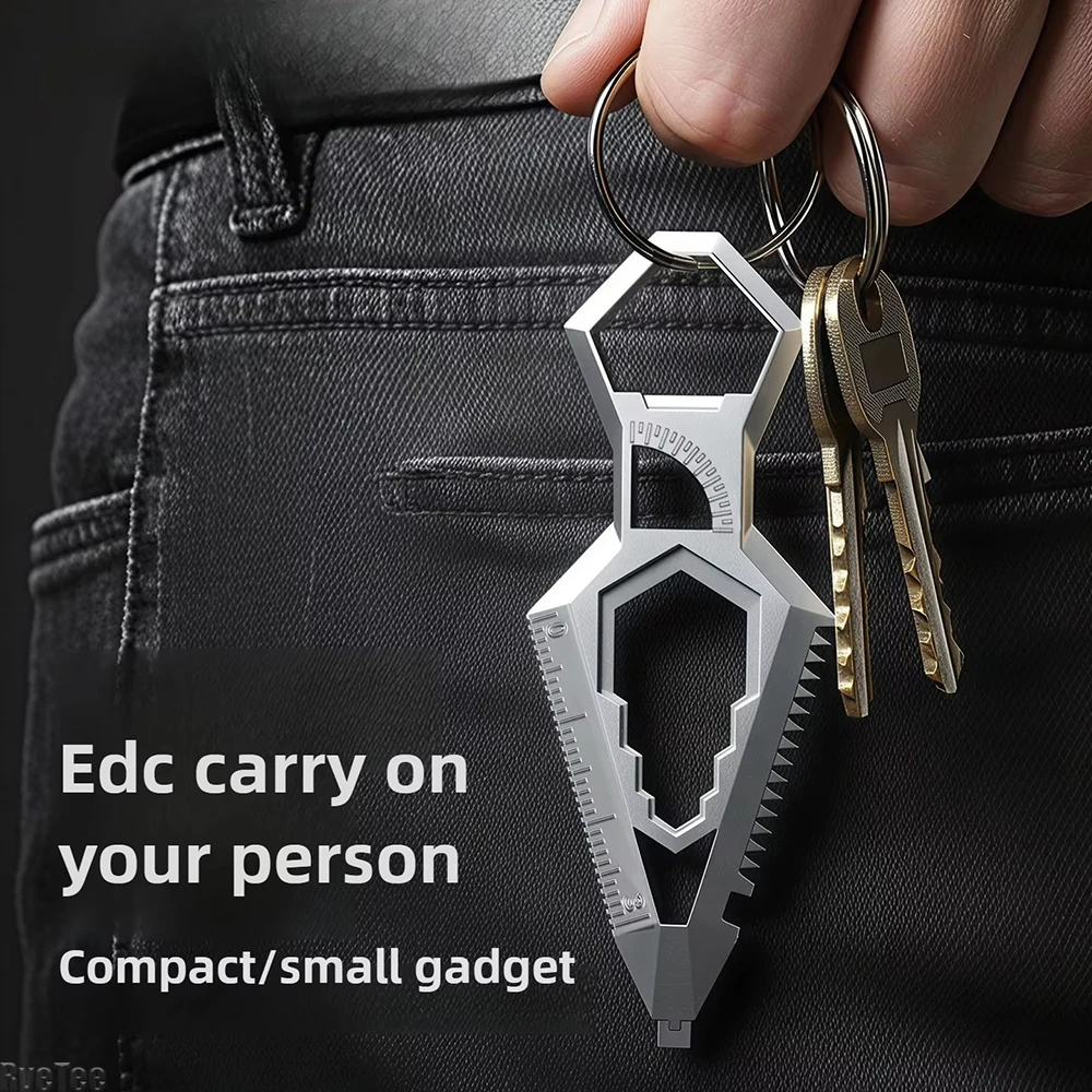 Compact 10-in-1 Portable Keychain Tool with Saw, Bottle Opener, and Box Cutter for Everyday Carry and Camping