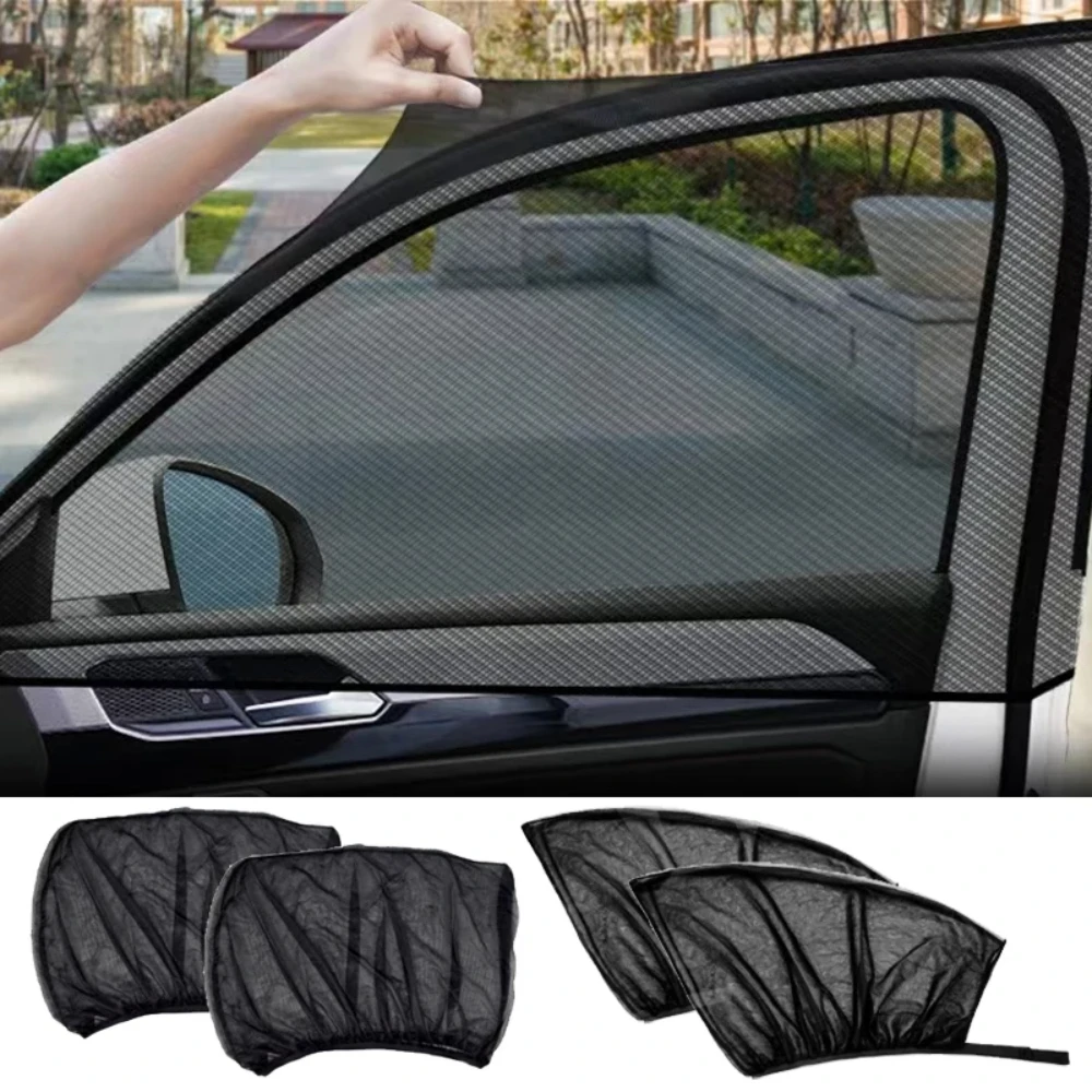 2Pcs Car Sun Visor Rear Side Window Sun Shade Mesh Fabric Sun Visor Shade Cover Shield UV Protector Black Car Sunshade Curtain
