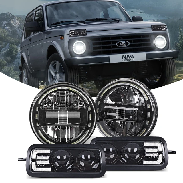 For LADA NIVA 4X4 LED Daytime Running Lights 7Inch Led Headlights