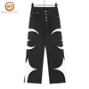 High Street Black Blue ThugClub Star and Moon Patchwork Leather Embroidery Logo Straight Loose High Quality Mens Womens Jeans 2