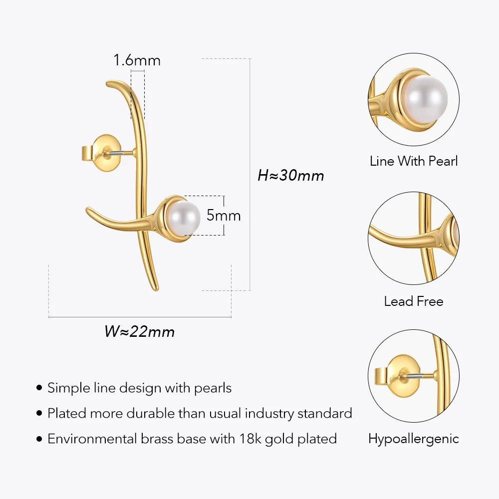 ENFASHION Aesthetic Branch Pearl Earrings For Women Gold Color Piercing Stud Earring Fashion Jewelry Party Brincos E221348