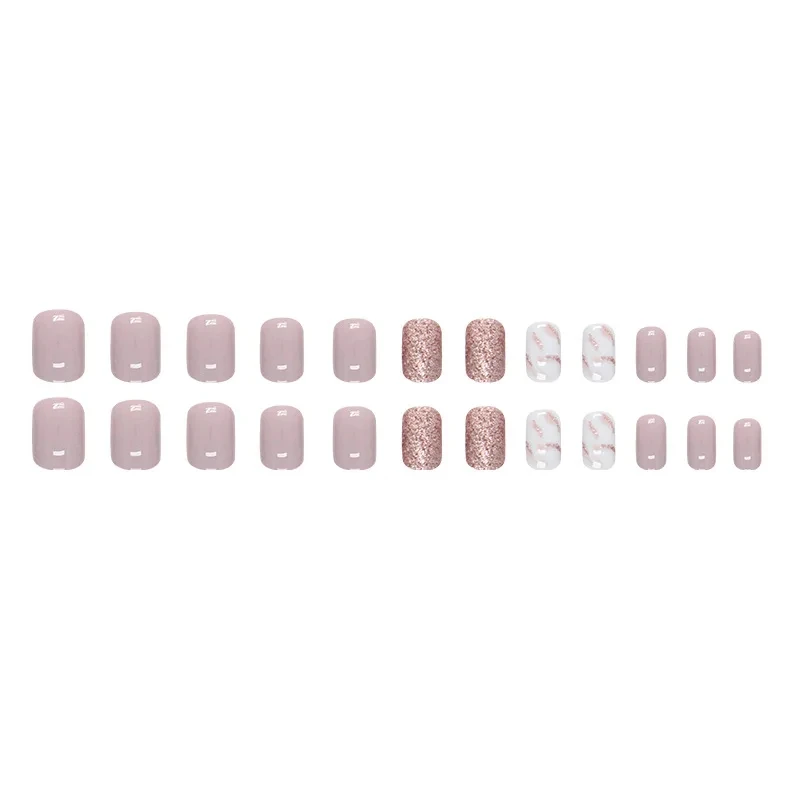 Short French Glossy Glitter Nails Image 5