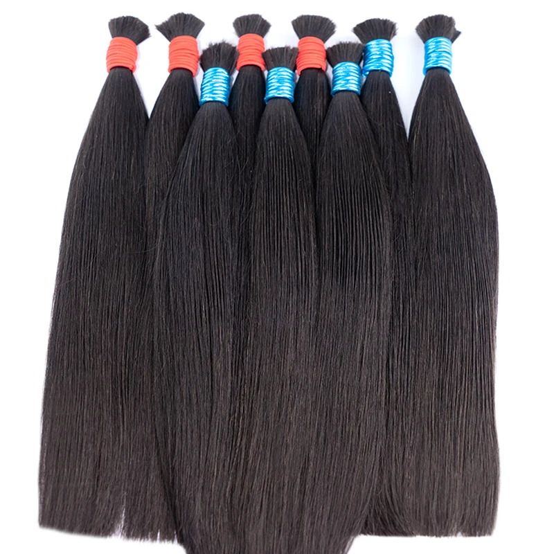 Extensiones de cabello No Weft 100% Indian Remy Human Hair Straight Bundles 100g Natural Braiding Hair Extensions