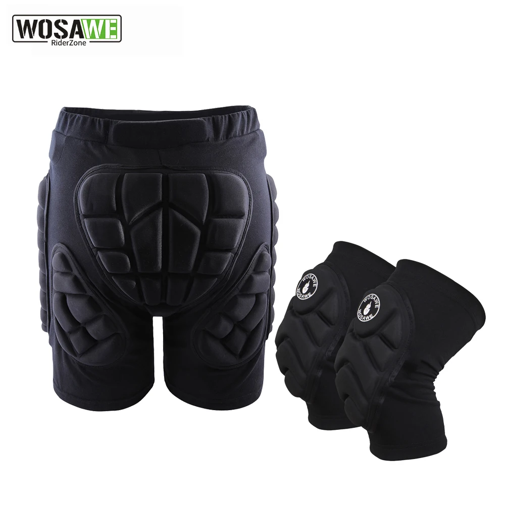 WOSAWE Pads Motorcycle Shorts EVA 3D Motocross Skateboard Shorts Snowboard Ski Unisex Sports Hip Pad Padded Shorts Kneepads