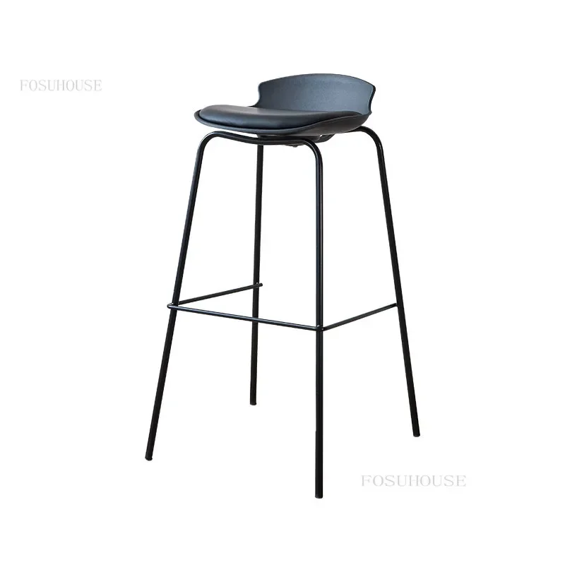 Scandinavia Leather Bar Chairs for Restaurant Bar Island Chair Designer Light Luxury Leisure Modern Minimalist High Stool