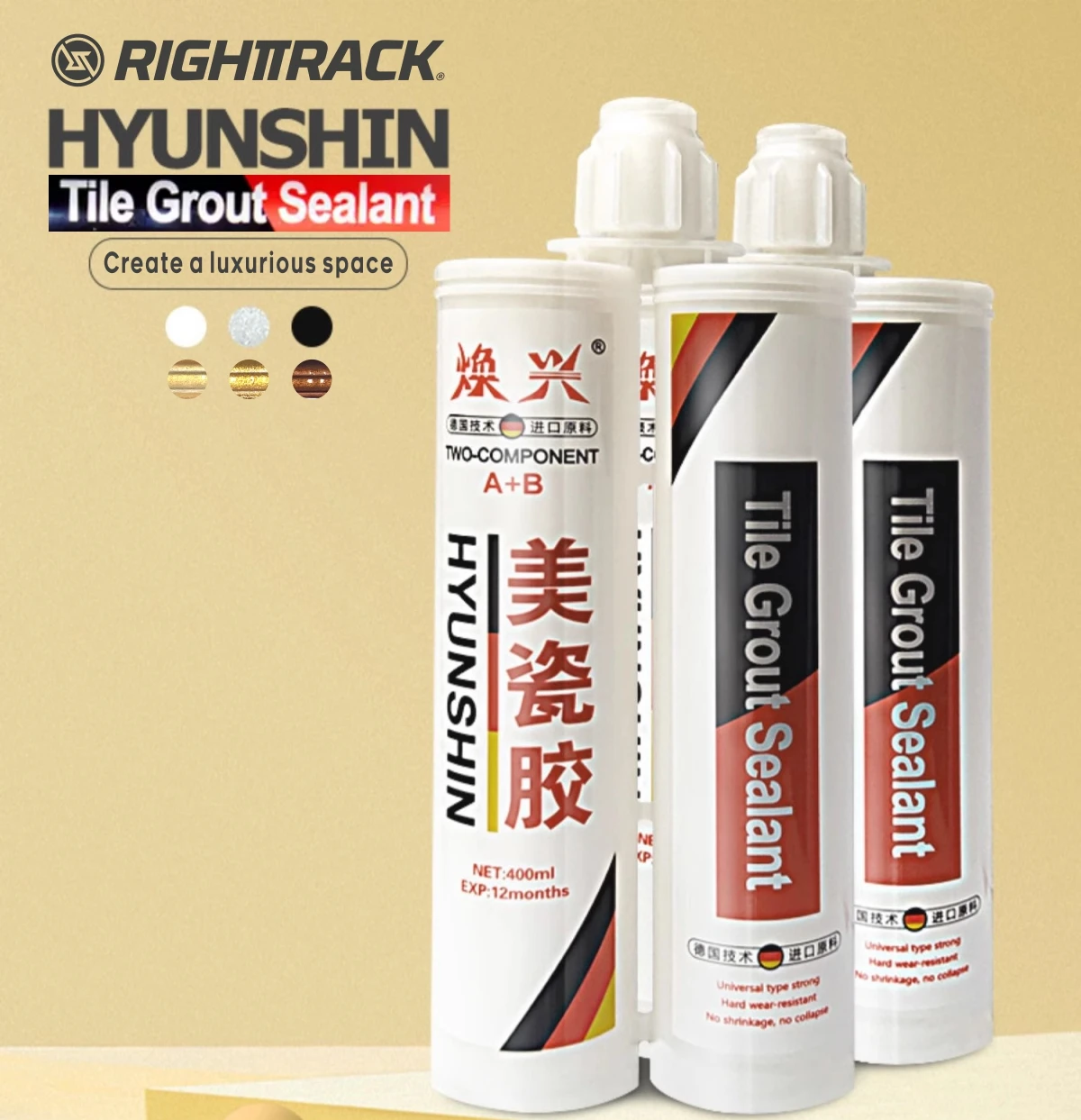 

RIGHTTRACK Impermeável Tile Grout Sealant Advanced Gap Filling Beautifying Glue Health Safety Decoration Materials 400ML*50PCs