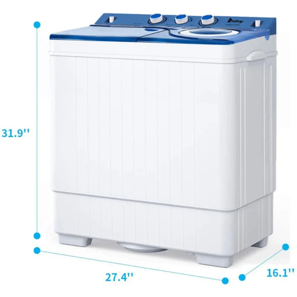 Washing Machine, with Built-in Drain Pump 26Lbs Semi-automatic for Apartment, Dorms, RVs, Camping and More, Washing Machine