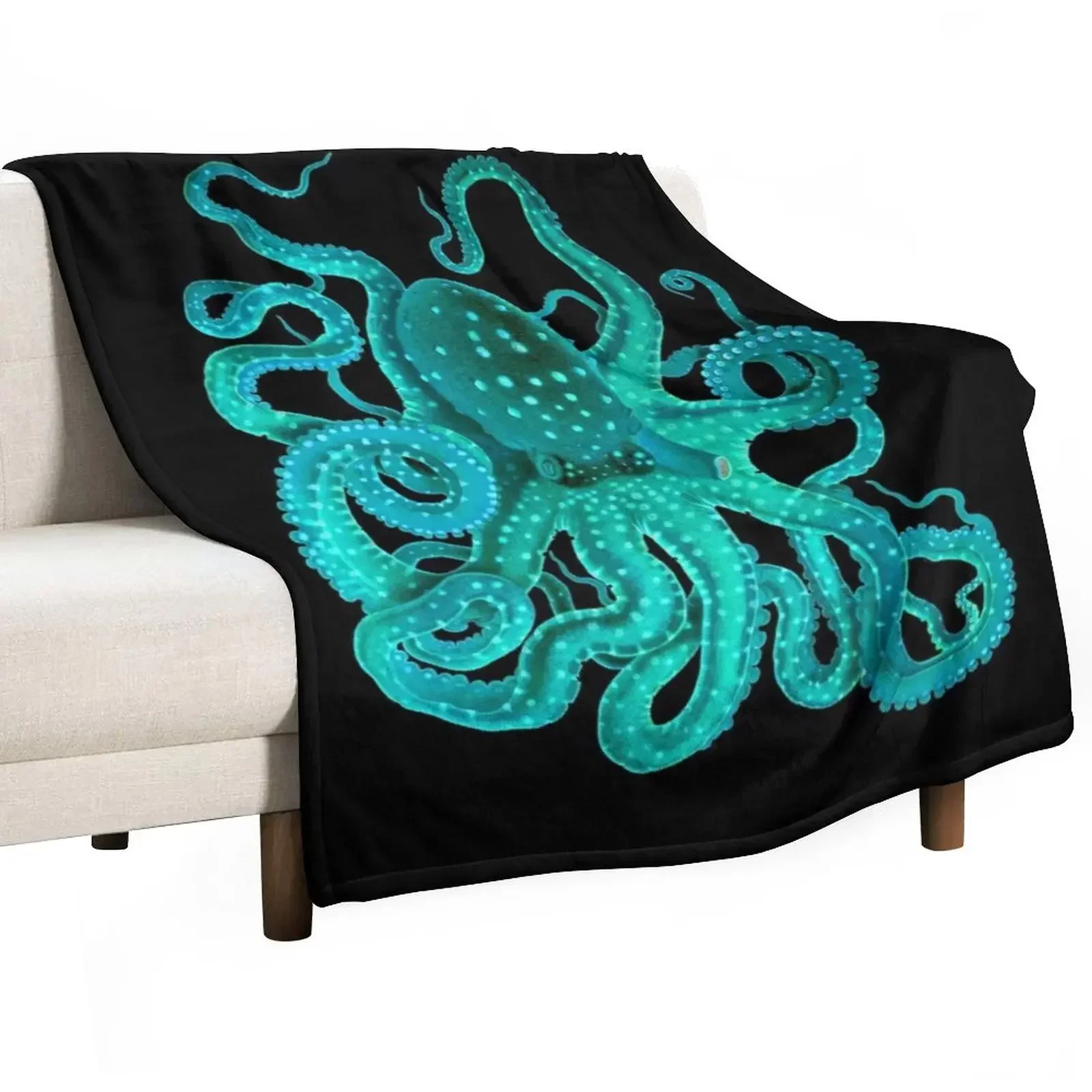 

Turquoise Octopus Too Throw Blanket Beautifuls Luxury Shaggy Blankets
