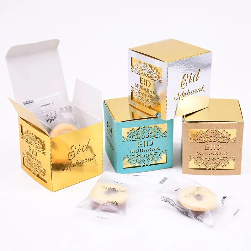 5/10pcs Eid Mubarak Chocolate Candy Box Ramadan Kareem Favor Gift Box Islamic Muslim Festival Happy Al-Fitr Eid Party Supplies