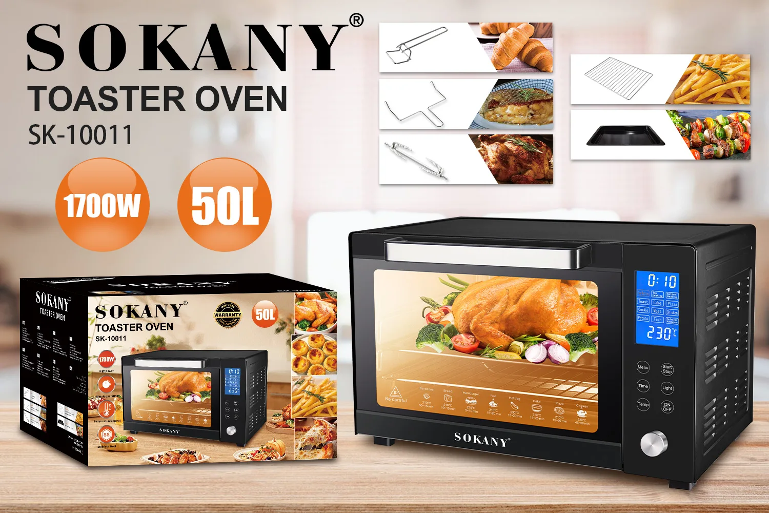 New Design Oven 50 Liter Capacity Intelligent Oven Household Electric Small Household Appliance Oven 62.2*44.2*41.5cm 3