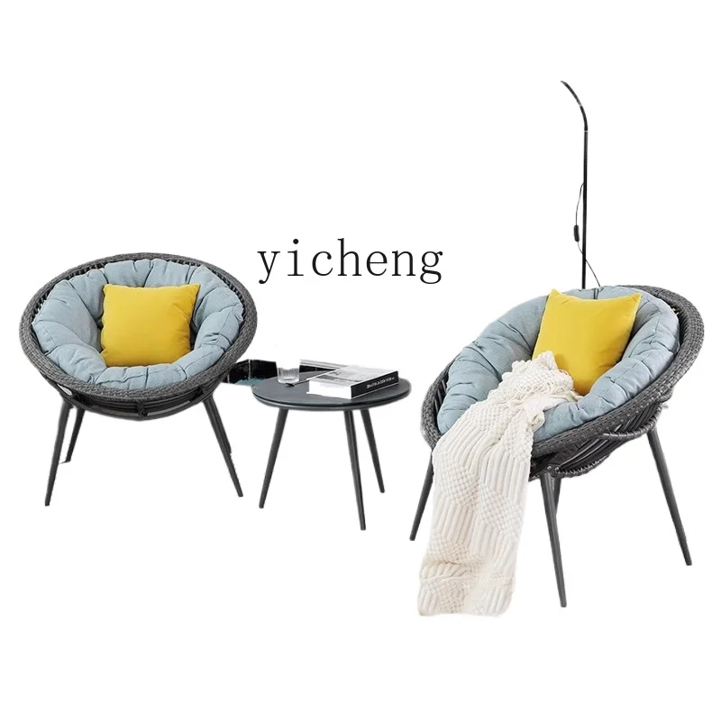 

TQH balcony small tables and chairs three-piece home coffee table combination one table and two chairs rattan chair.