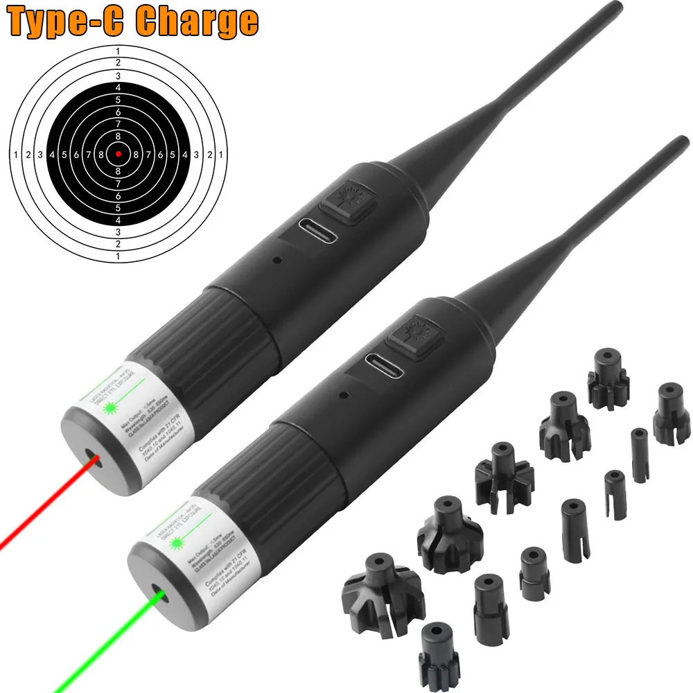 

Tactical Red Laser Bore Sighter .177Cal .22Cal .45Cal 12GA With 12 Adapters Zeroer Sight Collimator Laser Boresighter Kit