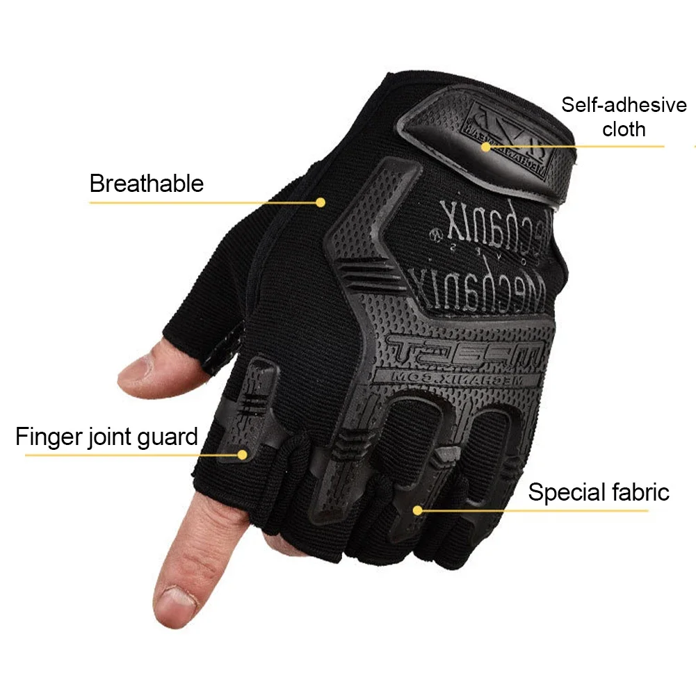 Gants tactiques demi-doigts paintball pêche airsoft vélo protection anti-dérapants hommes