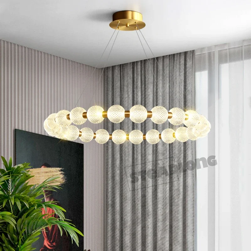 Magic Beans LED Ceiling Chandeliers Pendant Lamp Modern For Living Room Bedroom Glass Ball Hanging Light Lustre Decor Fixtures