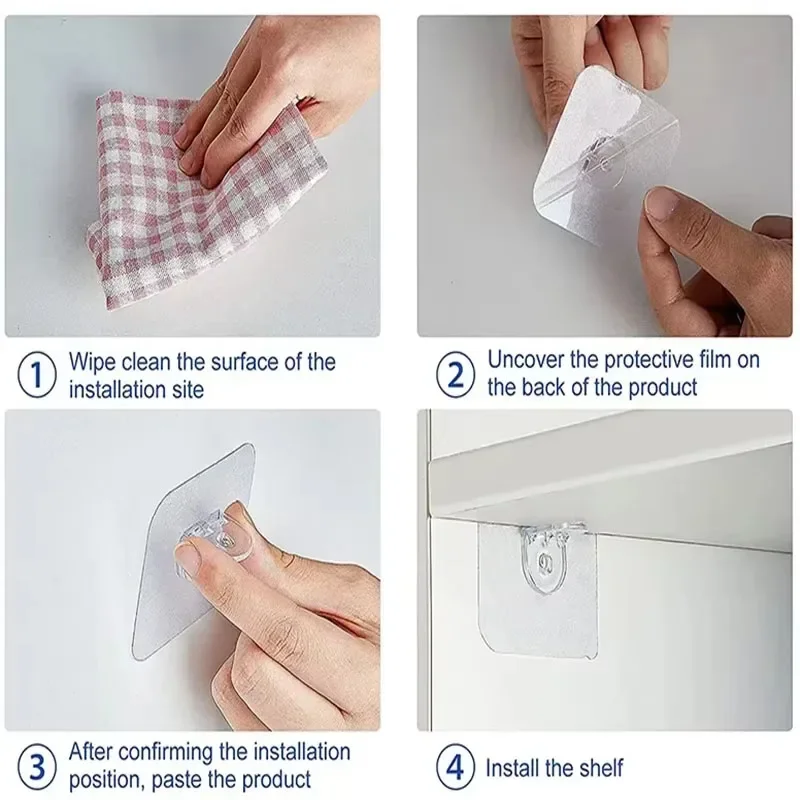 10pcs Adhesive Shelf Support Pegs Shelf Support Adhesive Pegs Closet Cabinet Clips Wall Hangers Strong Holders