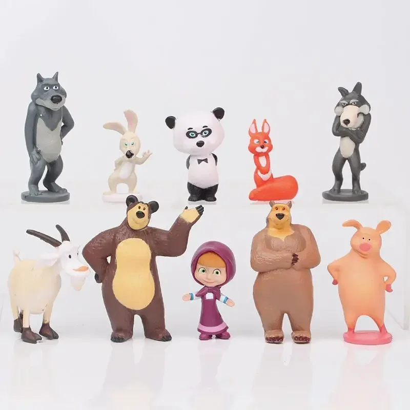 10 Stück Mascha und der Bär Actionfigur Anime Modell Cartoon Spielzeug Anime Figur für Freunde Geschenke Weihnachtsgeschenk