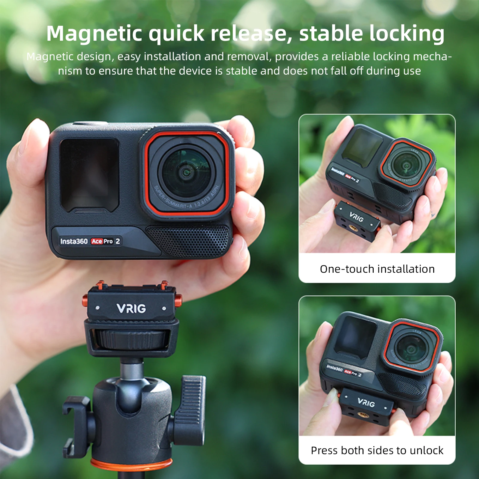 AMagisn Magnetic Quick Release Mount For Ace Pro 2 / X5 Composite Plastic Material Mount Insta360 X5 Accessories I.189199394 - View #10