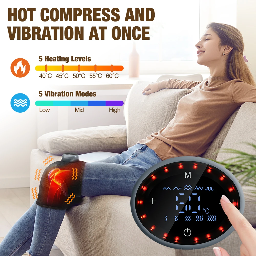 3 in 1 Cordless Heating Knee Shoulder Pad Massager Electric Knee Vibration Massage Belt Hot Compress Leg Joint Muscle Relax