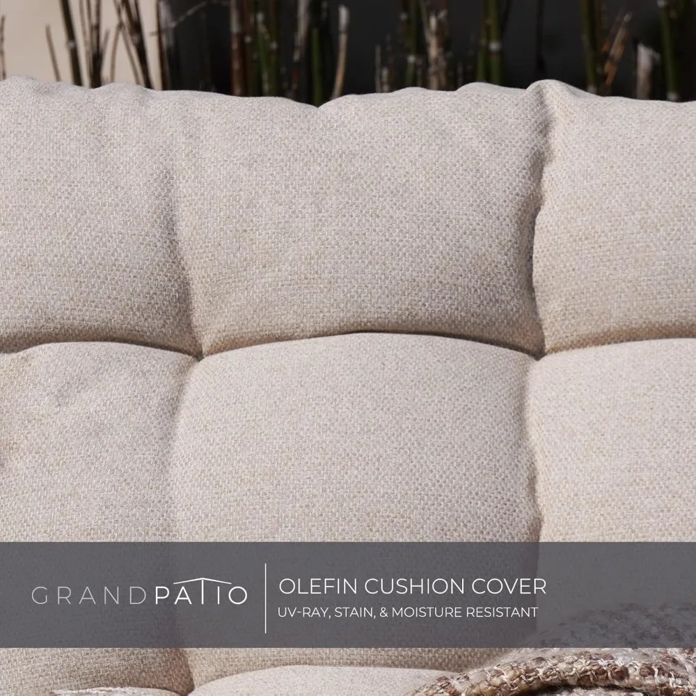 Outdoor Sofa Set, Comfy E-Coated Outdoor Furniture Set for 4 Person with Thick Olefin Cushions, Samba Patio Conversa 5