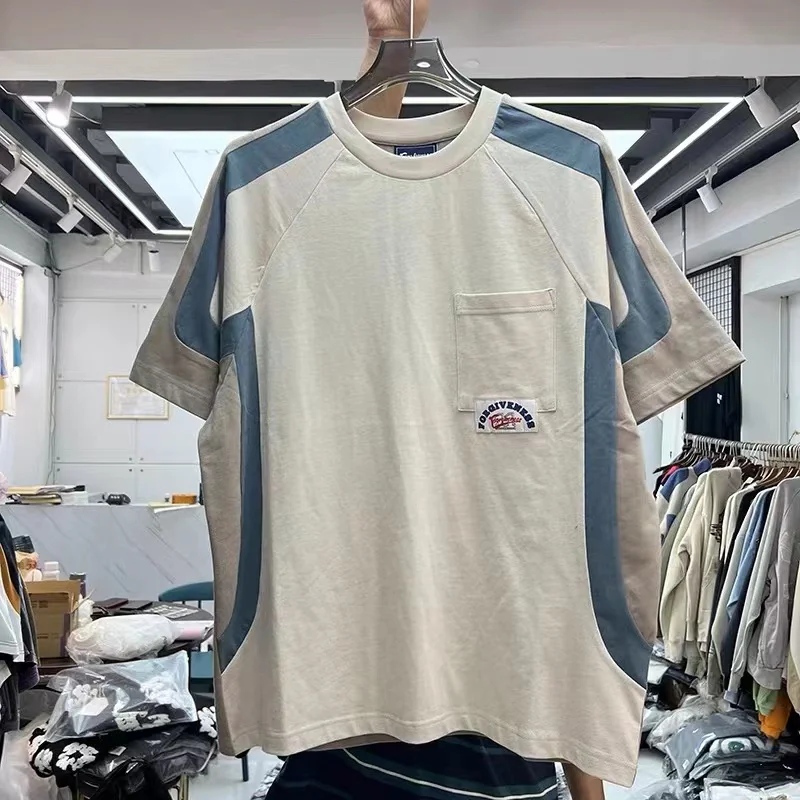 

Personalized cut stitching visual slim simple short-sleeved shirt