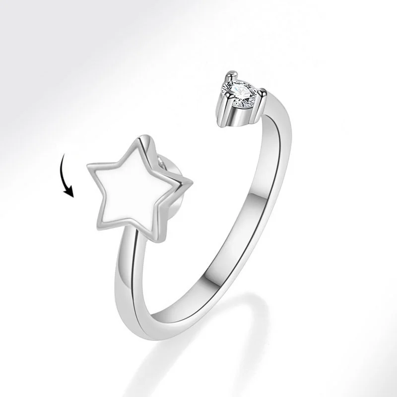 Bague Fidget Anti-stress - Acier Inoxydable - Soleil Rotatif - Idée Cadeau Relaxation