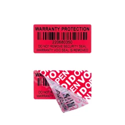 40X20mm red VOID OPEN Tamper proof sticker/Seal Warranty Tear invalid seal sticker with unique serial number high security label