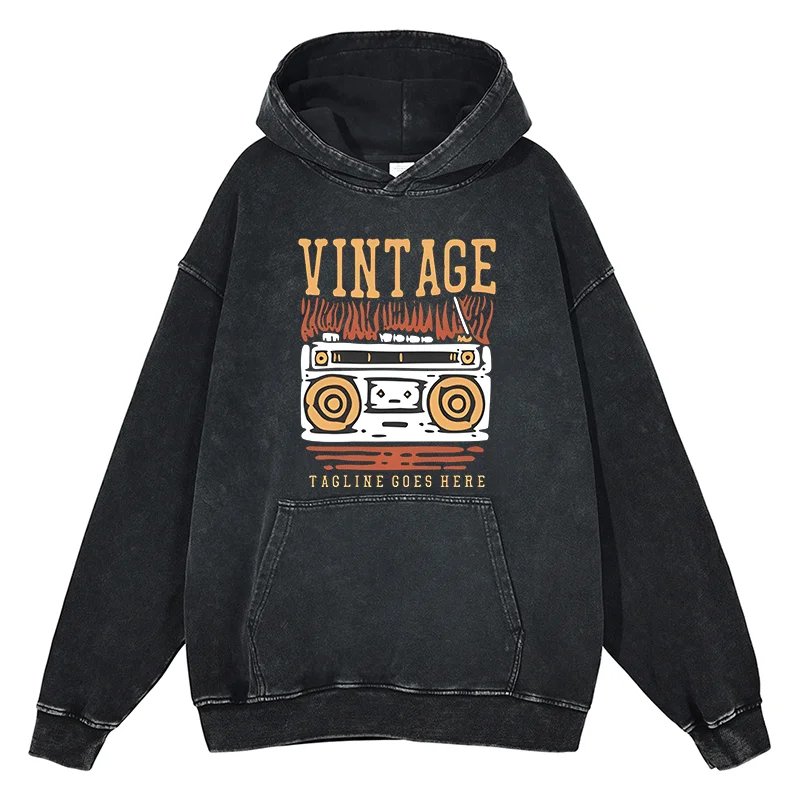 Music Tapes Graphic Hoodies Quality Cotton Winter 90's Retro Classics Men Women Sweatshirt Fashion Oversized Black Streetwear