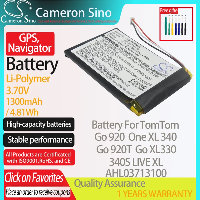 CameronSino Battery for TomTom Go 920 Go 920T Go XL330 One XL 340 340S